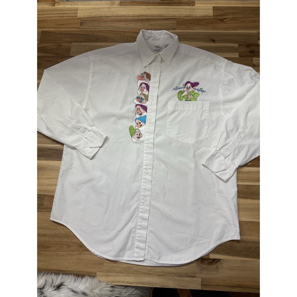 Disney Store Snow White's Seven Dwarves embroidered Button-down shirt, 1990s L